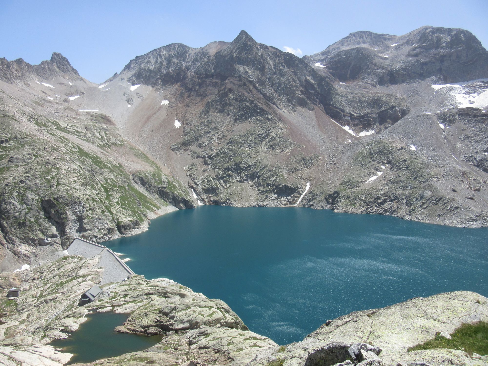 Looking back to Lac du Portillon from the climb up Tusse de Montarqué.