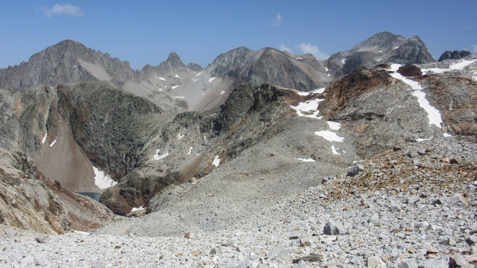 View back eastwards from Col des Gourgs-Blancs.