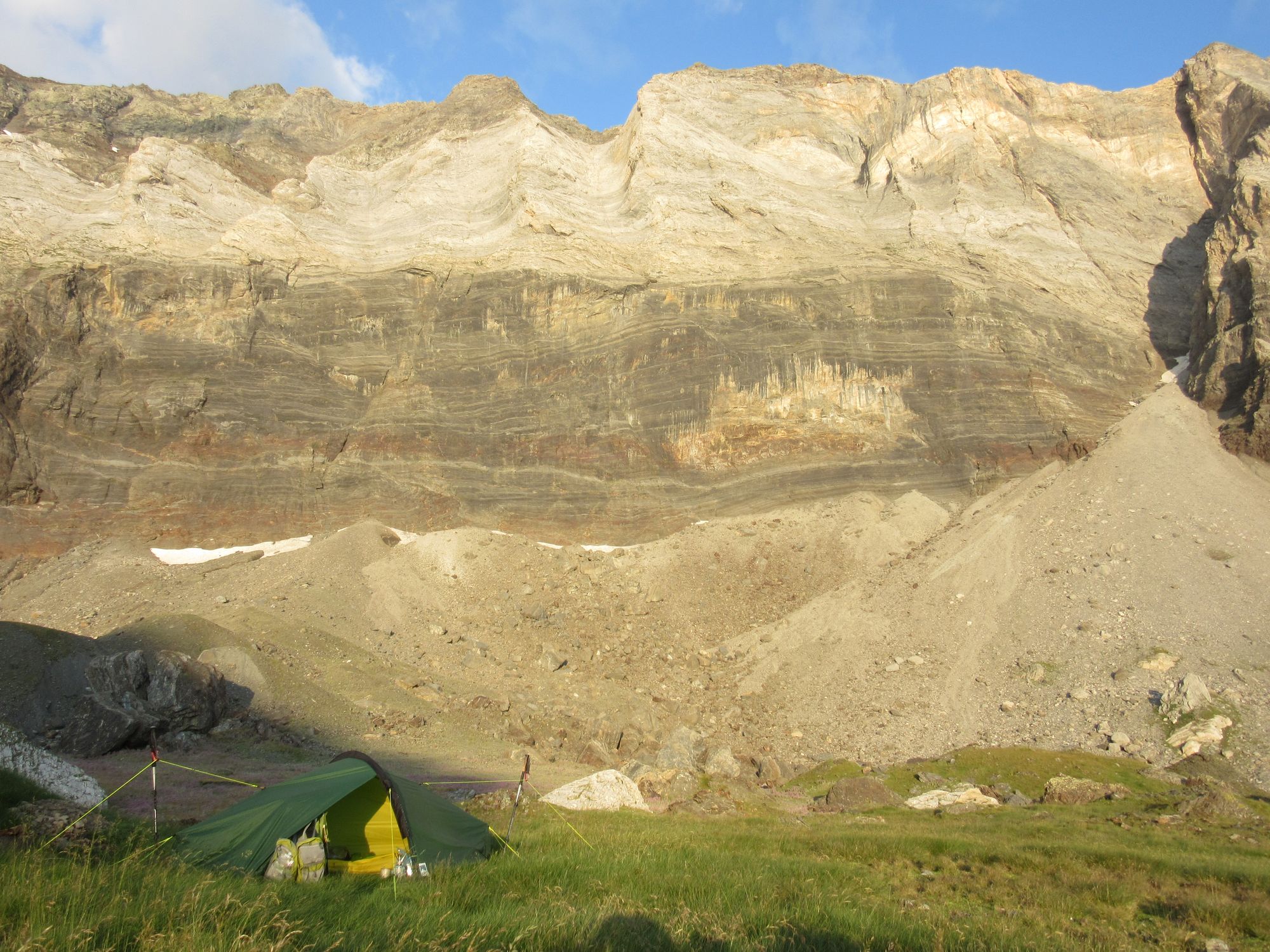 Camped under the Barroude wall in the morning.